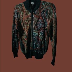 Peruvian Connection Kashmiri zip Pima Cardigan size M